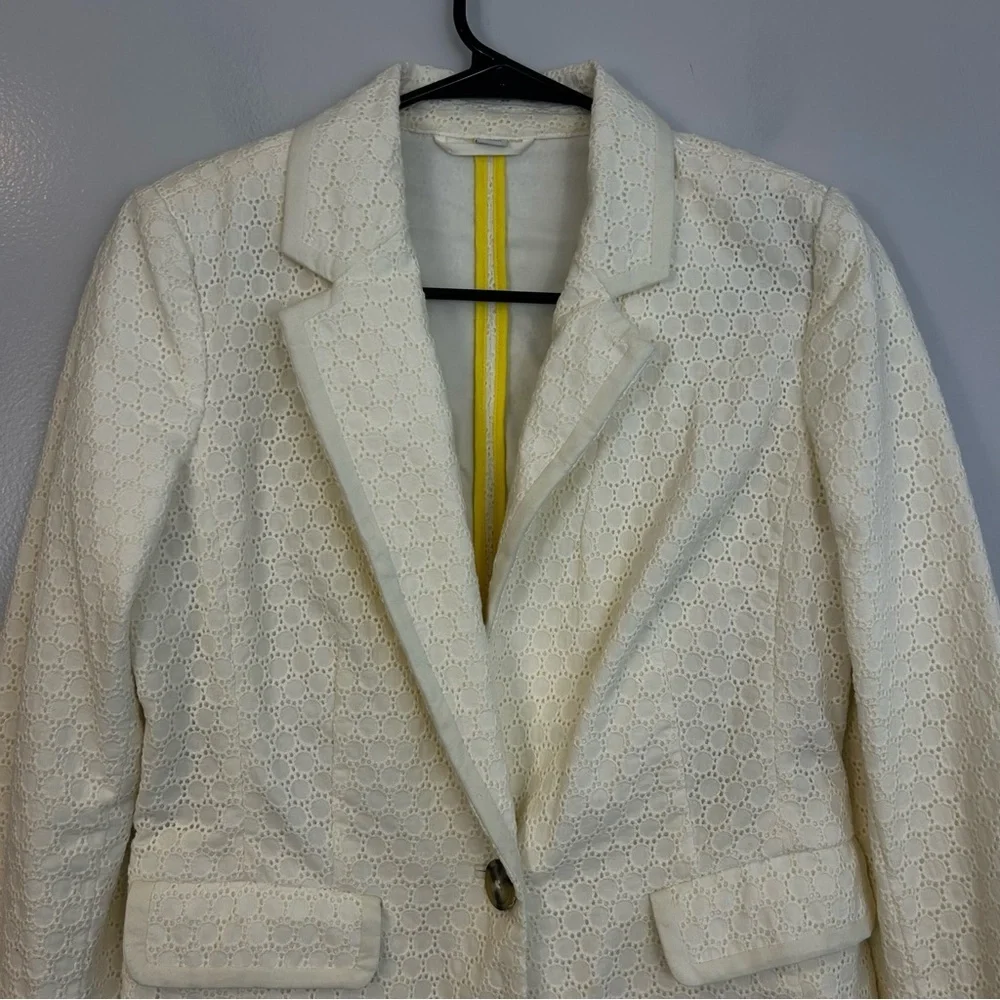 NWOT Boden Ivory Eyelet Lace Cotton Fitted Blazer/Jacket Size 4 NEW
